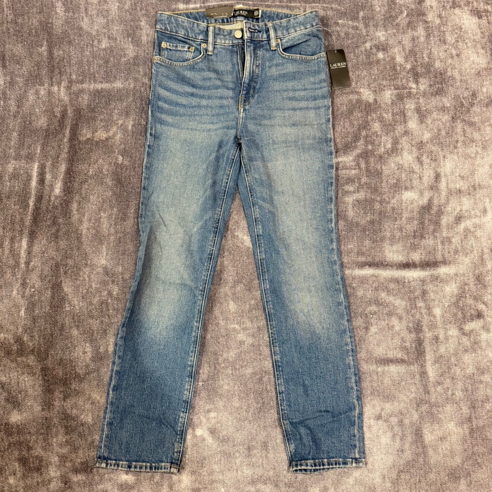 Lauren Ralph Lauren High Rise Straight Ankle Jeans Blue Comfort Stretch Size 27